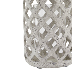 Grey Stone Effect Hurricane Lantern - Canwell Interiors Limited - Hills