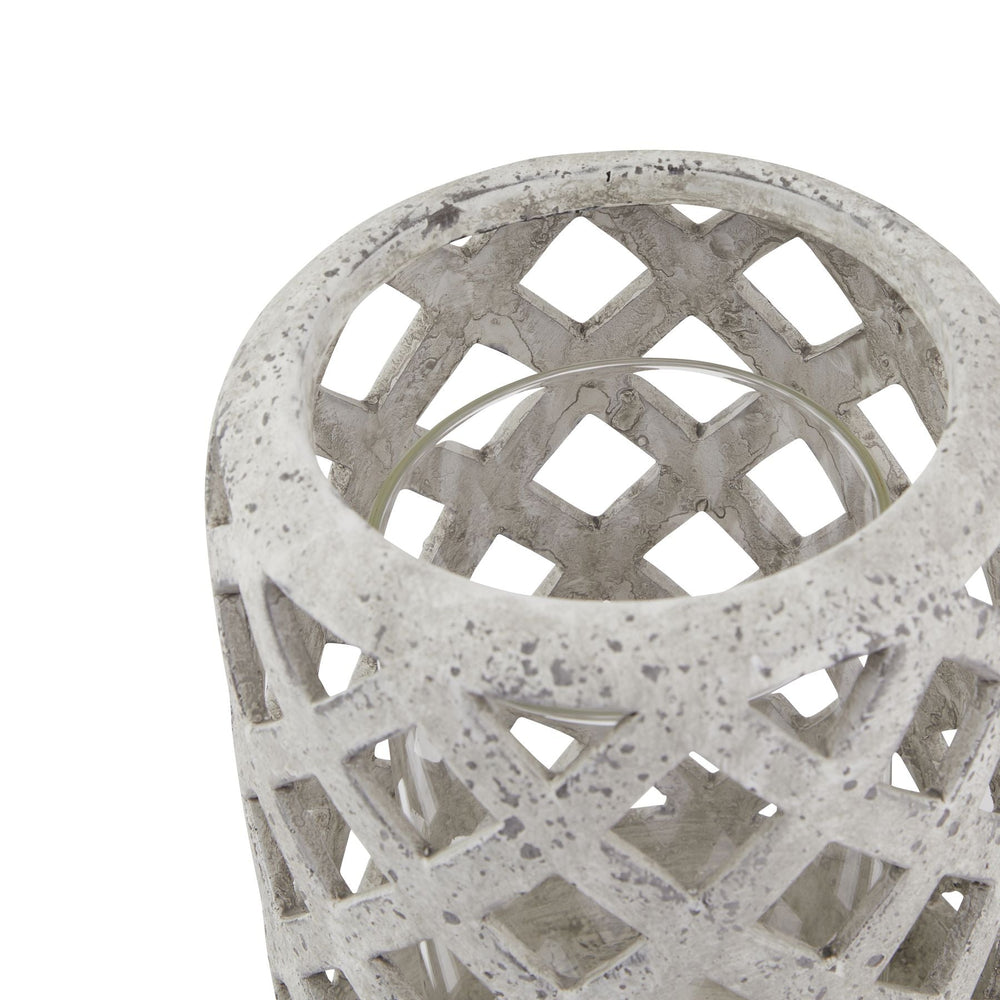 Grey Stone Effect Hurricane Lantern - Canwell Interiors Limited - Hills