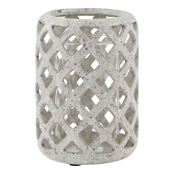Grey Stone Effect Hurricane Lantern - Canwell Interiors Limited - Hills
