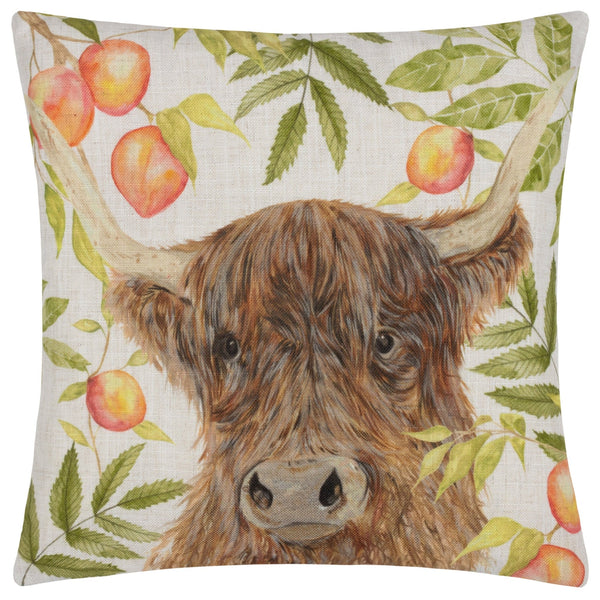 Grove Highland Cow 43x43 Feather Filled Cushion Natural - Canwell Interiors Limited - Riva