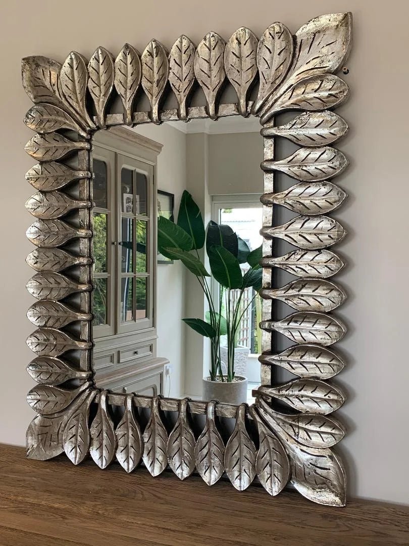 Hand Carved Leaf Silver Mirror - Canwell Interiors Limited - Wilde Java
