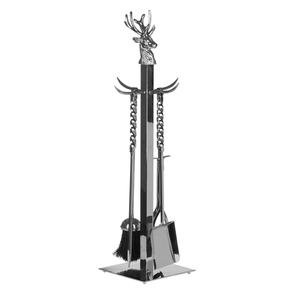 Hand Turned Stag Companion Set in Polished Nickel - Canwell Interiors Limited - Hills