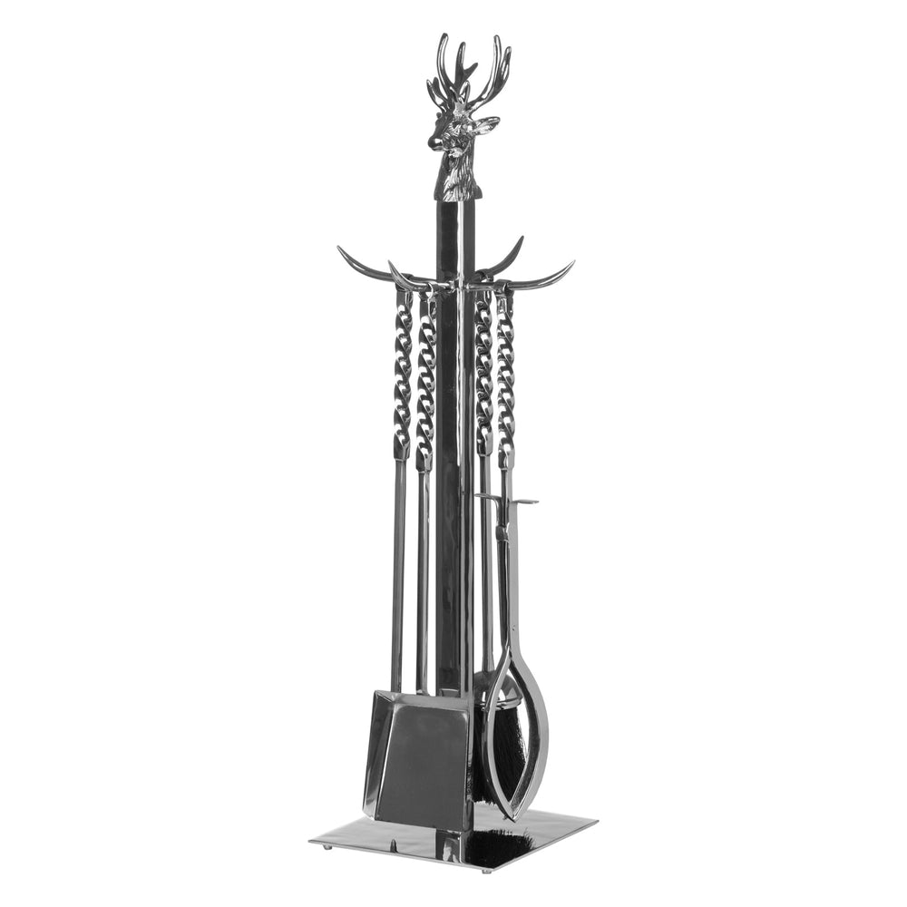 Hand Turned Stag Companion Set in Polished Nickel - Canwell Interiors Limited - Hills