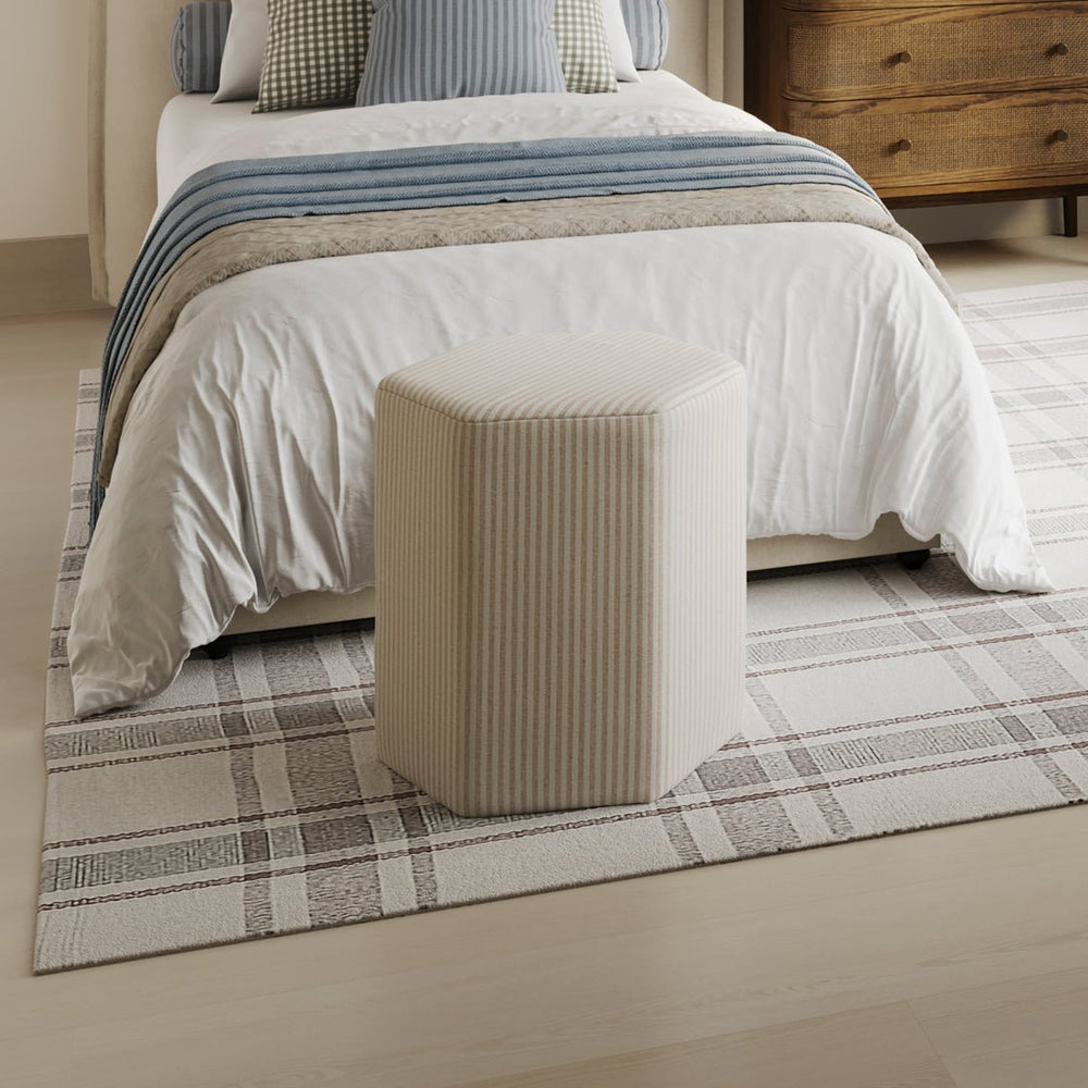 Harbour Beige Thin Stripe Stool - Canwell Interiors Limited - Canwell