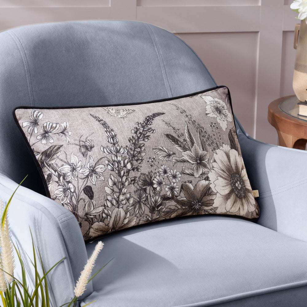 Harlington Gardenia 30x50 Feather Filled Cushion Sepia - Canwell Interiors Limited - Riva