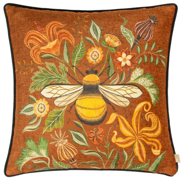 Hawthorn Bee 43x43 Feather Filled Cushion Ginger - Canwell Interiors Limited - Riva