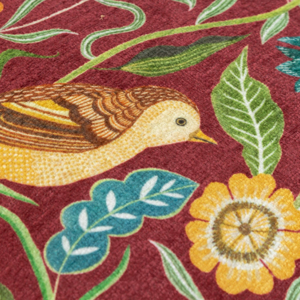 Hawthorn Birds 30x50 Feather Filled Cushion Burgundy - Canwell Interiors Limited - Riva