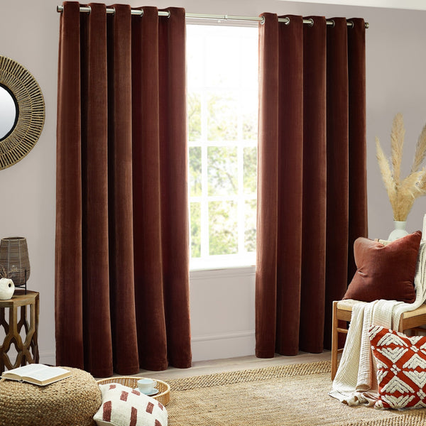 Heavy Chenille 117x183 Eyelet Curtain Nutmeg - XShowhome Limited - Riva