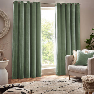 Heavy Chenille 168x137 Eyelet Curtain Eucalyptus - XShowhome Limited - Riva