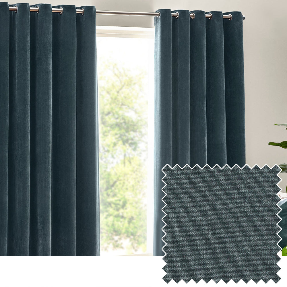Heavy Chenille 168x137 Eyelet Curtain Marine - Canwell Interiors Limited - Riva