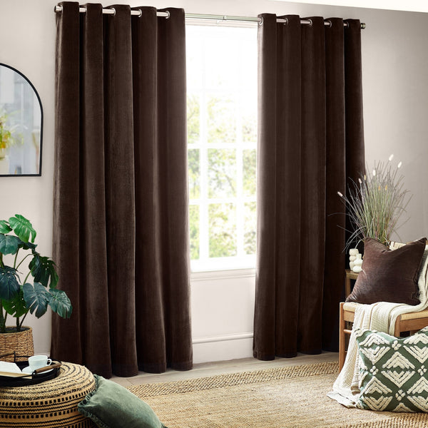 Heavy Chenille 168x183 Eyelet Curtain Brown - Canwell Interiors Limited - Riva