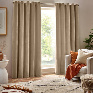 Heavy Chenille 168x183 Eyelet Curtain Natural - Canwell Interiors Limited - Riva