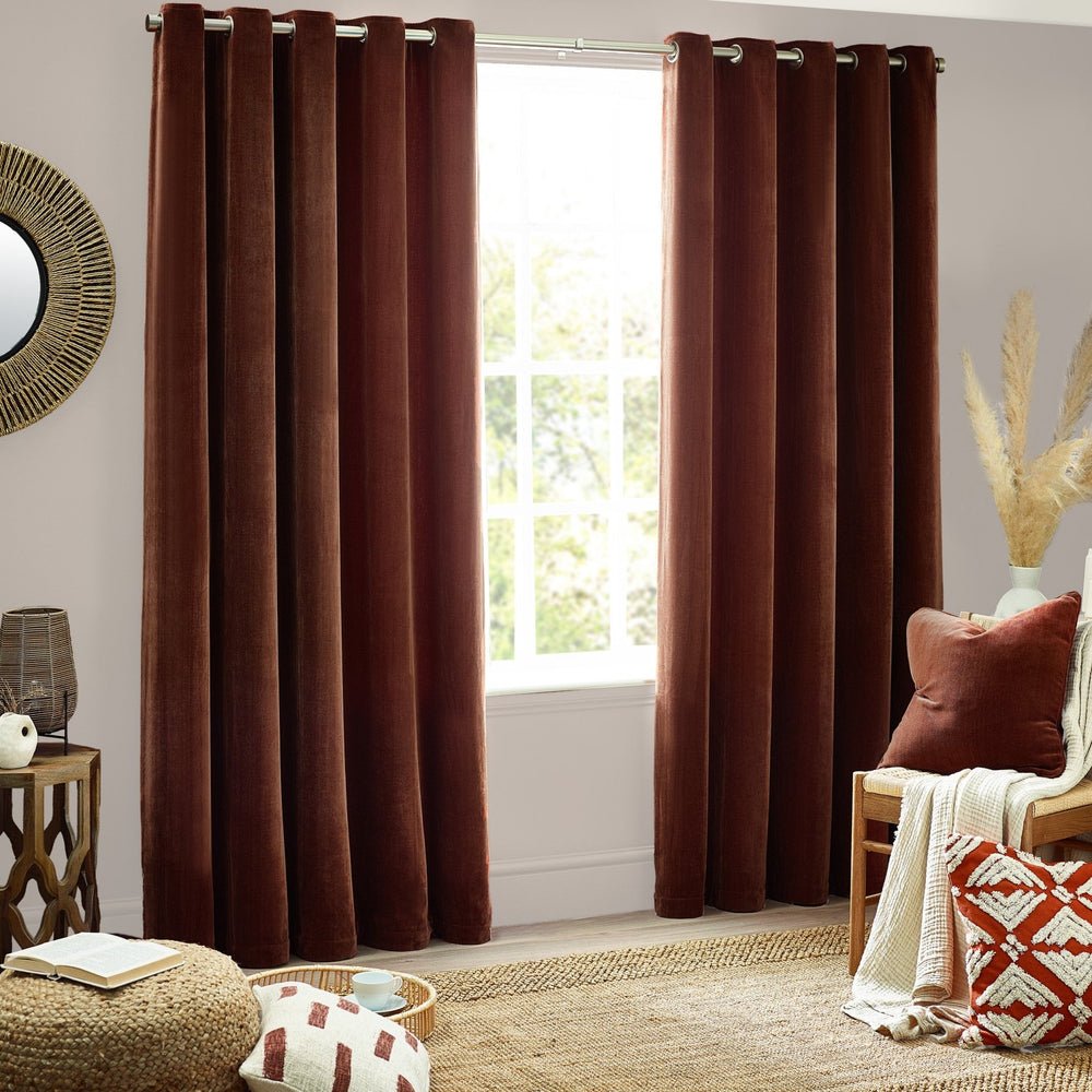 Heavy Chenille 168x183 Eyelet Curtain Nutmeg - XShowhome Limited - Riva