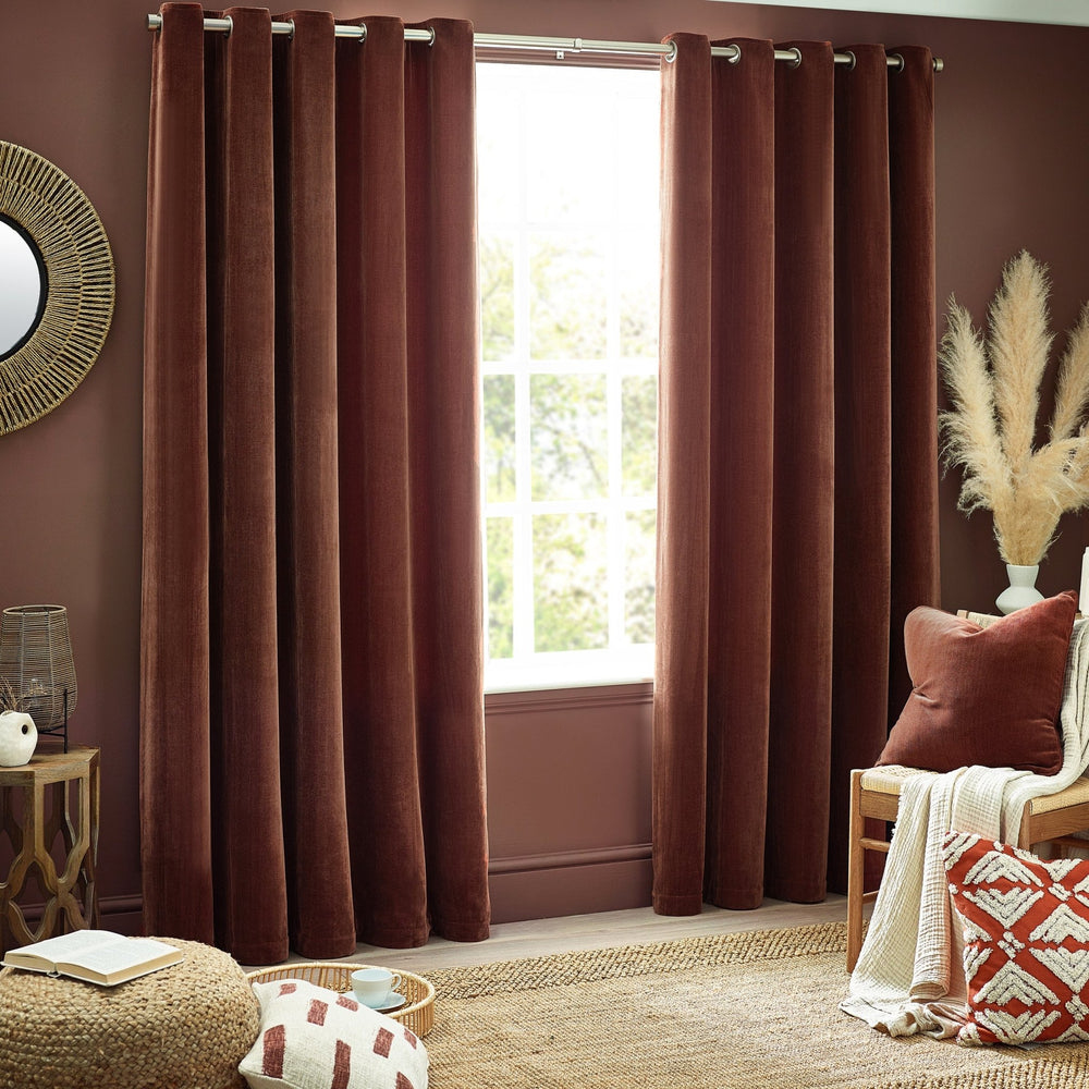 Heavy Chenille 229x137 Eyelet Curtain Nutmeg - Canwell Interiors Limited - Riva