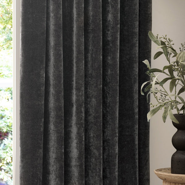 Heavy Chenille 229x137 Pencil Pleat Curtain Charcoal - XShowhome Limited - Riva
