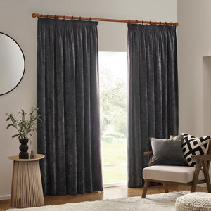 Heavy Chenille 229x137 Pencil Pleat Curtain Charcoal - XShowhome Limited - Riva