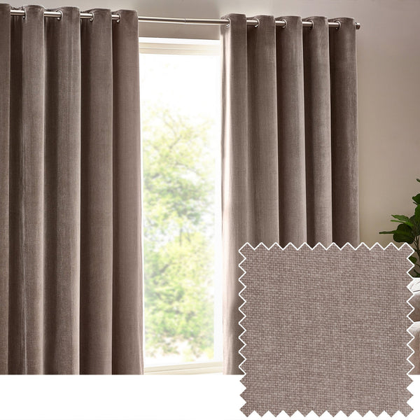 Heavy Chenille 229x183 Eyelet Curtain Greige - Canwell Interiors Limited - Riva