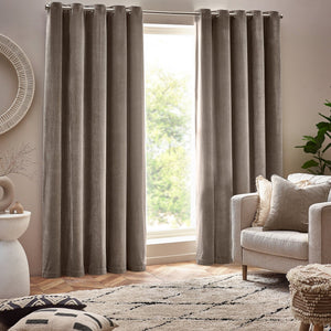 Heavy Chenille 229x183 Eyelet Curtain Greige - Canwell Interiors Limited - Riva