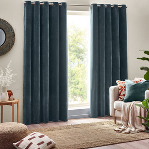 Heavy Chenille 229x183 Eyelet Curtain Marine - Canwell Interiors Limited - Riva