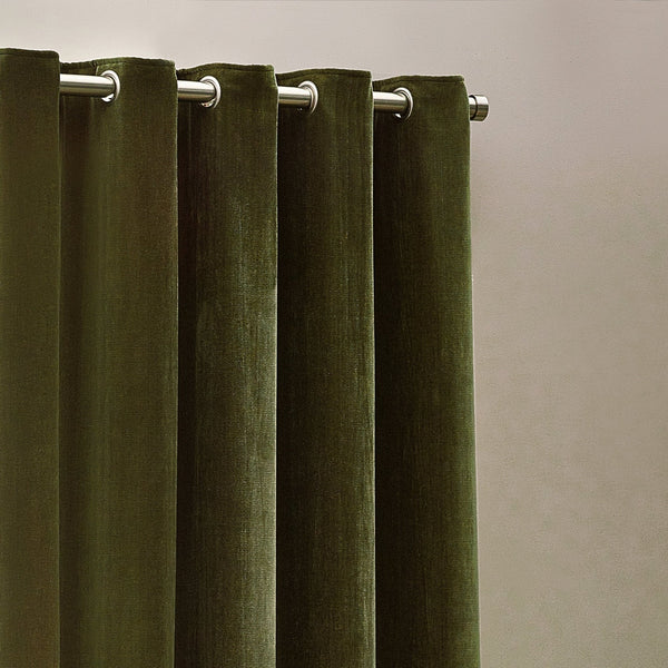 Heavy Chenille 229x183 Eyelet Curtain Olive - Canwell Interiors Limited - Riva