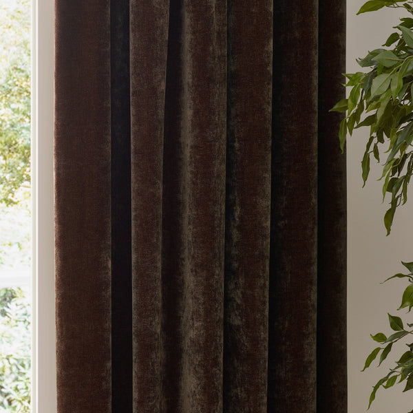 Heavy Chenille 229x183 Pencil Pleat Curtain Brown - XShowhome Limited - Riva