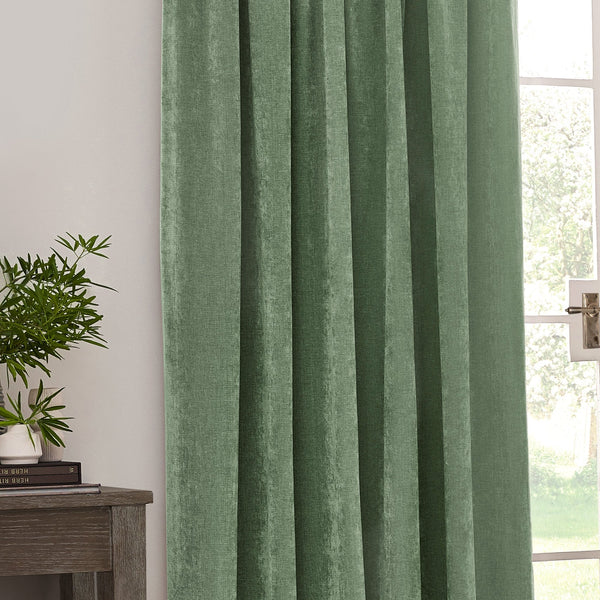 Heavy Chenille 229x183 Pencil Pleat Curtain Eucalyptus - XShowhome Limited - Riva