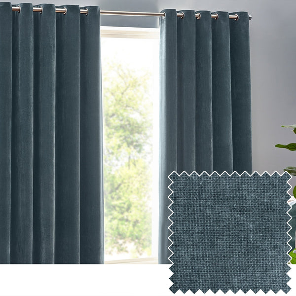 Heavy Chenille 229x229 Eyelet Curtain Marine - Canwell Interiors Limited - Riva