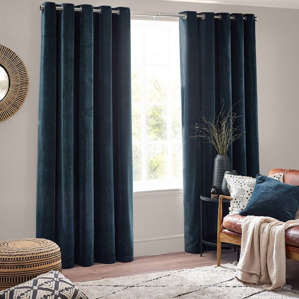Heavy Chenille 229x229 Eyelet Curtain Navy - Canwell Interiors Limited - Riva