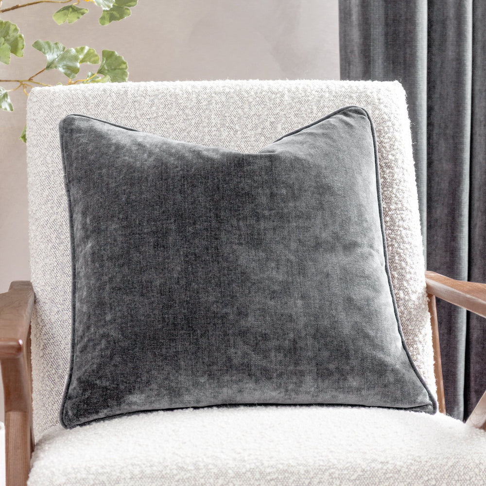 Heavy Chenille 50x50 Feather Filled Cushion Charcoal - Canwell Interiors Limited - Riva