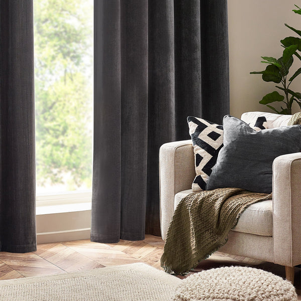 Heavy Chenille 50x50 Feather Filled Cushion Charcoal - Canwell Interiors Limited - Riva
