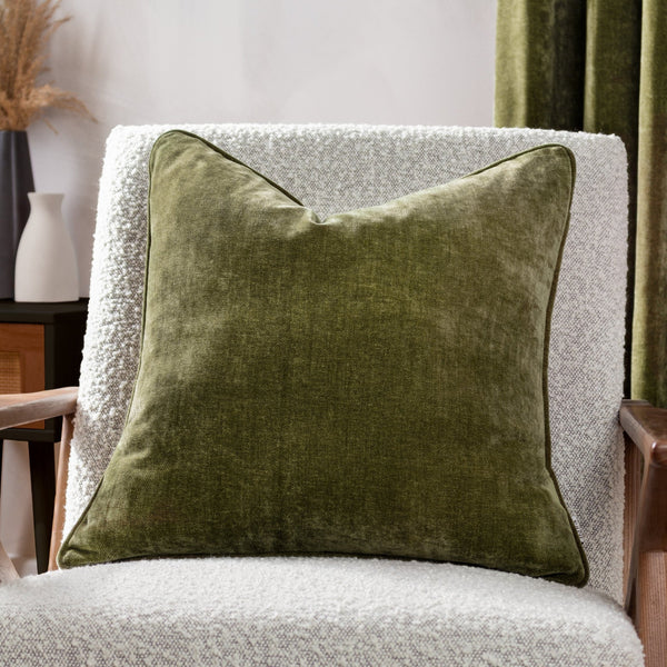 Heavy Chenille 50x50 Feather Filled Cushion Olive - XShowhome Limited - Riva