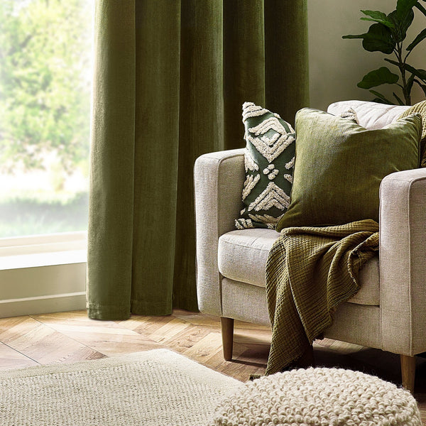 Heavy Chenille 50x50 Feather Filled Cushion Olive - XShowhome Limited - Riva