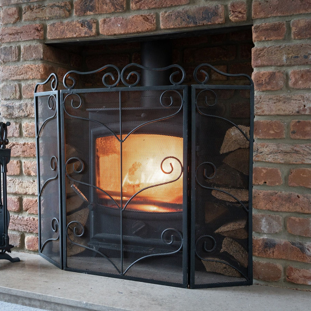 Heavy Large Black Ornate Fire Screen - Canwell Interiors Limited - Hills