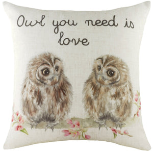 Hedgerow Owls 43x43 Feather Filled Cushion Multi - Canwell Interiors Limited - Riva