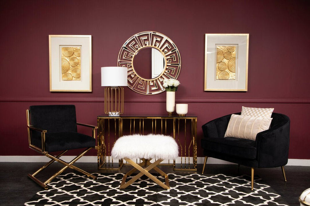 Hendricks Black Velvet Chair with Gold Cross Legs - Canwell Interiors Limited - Xshowhome