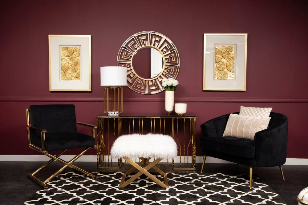 Hendricks Black Velvet Chair with Gold Cross Legs - XShowhome Limited - Xshowhome