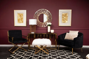Hendricks Black Velvet Chair with Gold Cross Legs - XShowhome Limited - Xshowhome
