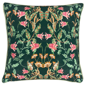 Heritage Bell Flowers 43x43 Feather Filled Cushion Viridian - Canwell Interiors Limited - Riva