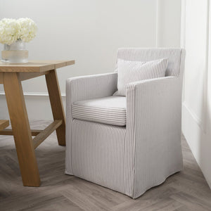 Hettie Grey Thin Stripe Dining Chair - Canwell Interiors Limited - Canwell
