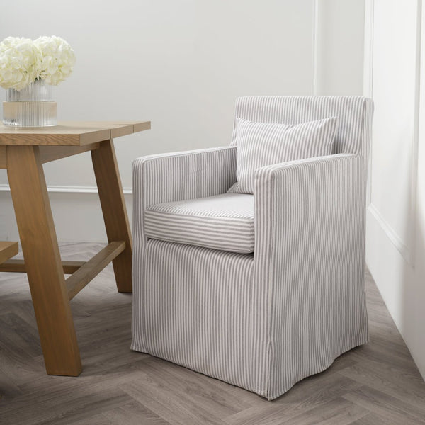 Hettie Grey Thin Stripe Dining Chair - Canwell Interiors Limited - Canwell