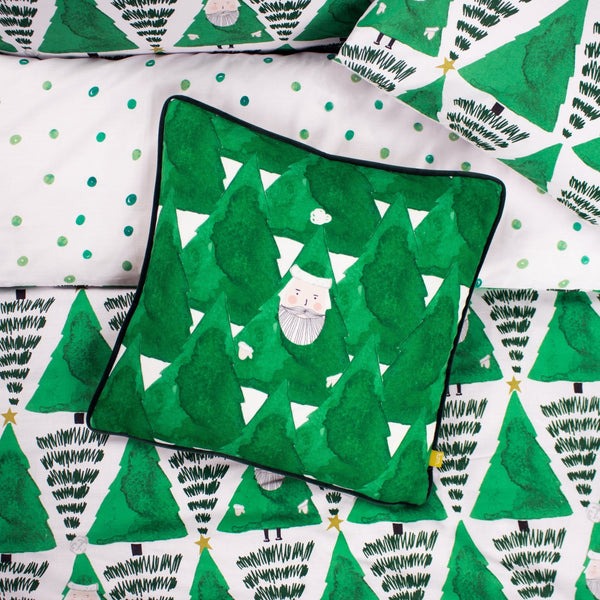 Hide and Seek Santa 43x43 Feather Filled Cushion Green - Canwell Interiors Limited - Riva