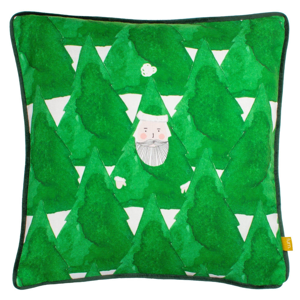 Hide and Seek Santa 43x43 Feather Filled Cushion Green - Canwell Interiors Limited - Riva
