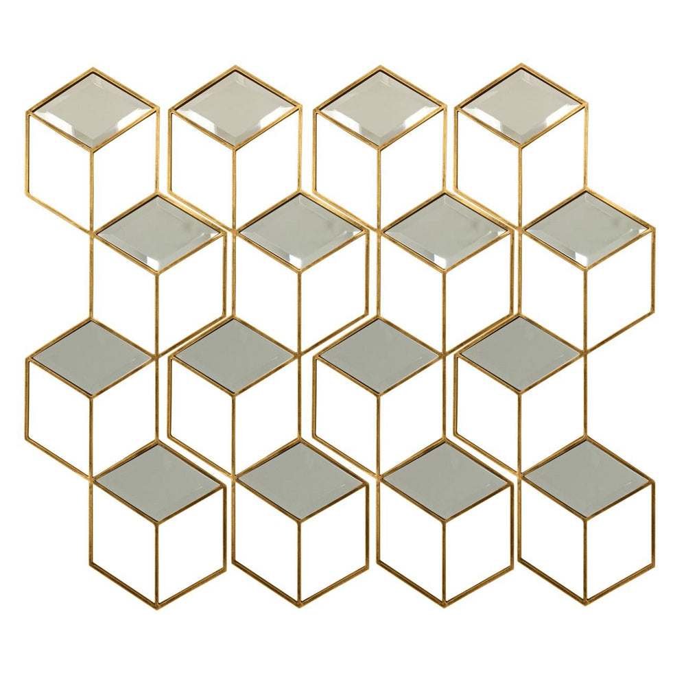 Honeycomb Mirror Set of 4 Aged Champagne Finish - XShowhome Limited - Libra