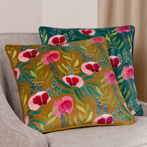 House of Bloom Poppy 43x43 Feather Filled Cushion Teal - XShowhome Limited - Riva