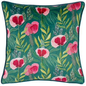 House of Bloom Poppy 43x43 Feather Filled Cushion Teal - XShowhome Limited - Riva