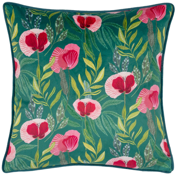House of Bloom Poppy 43x43 Feather Filled Cushion Teal - XShowhome Limited - Riva