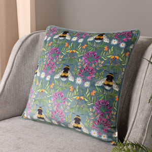 House of Bloom Zinnia Bee Repeat 43x43 Feather Filled Cushion Multicolour - XShowhome Limited - Riva