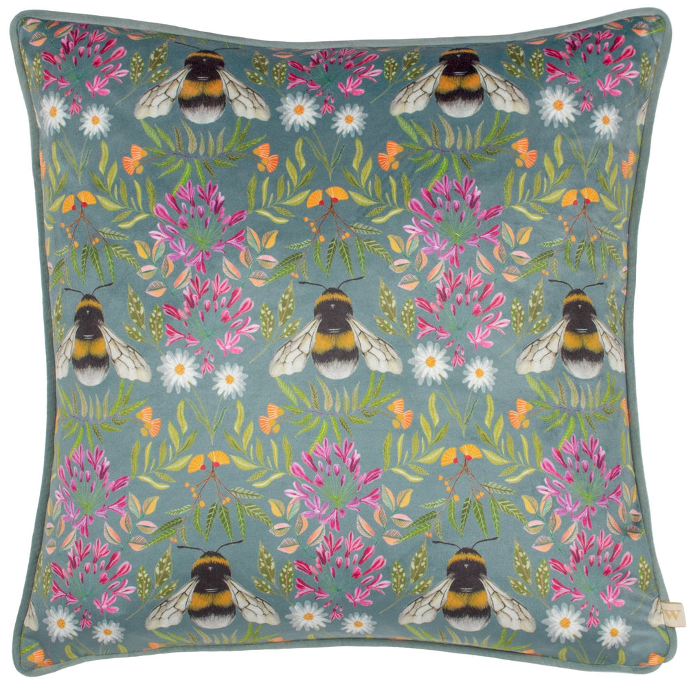 House of Bloom Zinnia Bee Repeat 43x43 Feather Filled Cushion Multicolour - XShowhome Limited - Riva
