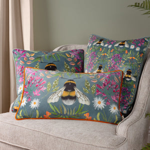 House of Bloom Zinnia Bee Repeat 43x43 Feather Filled Cushion Multicolour - XShowhome Limited - Riva