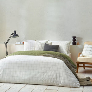 Howarth Check Super King Duvet Set Moss/natural - Canwell Interiors Limited - Riva